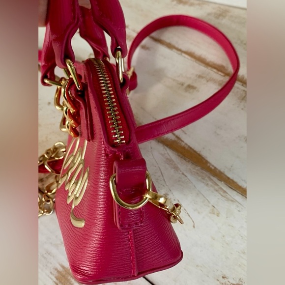 BEBE Gianna mini dome bag crossbody purse raspberry pink gold tone faux leather - Picture 6 of 16